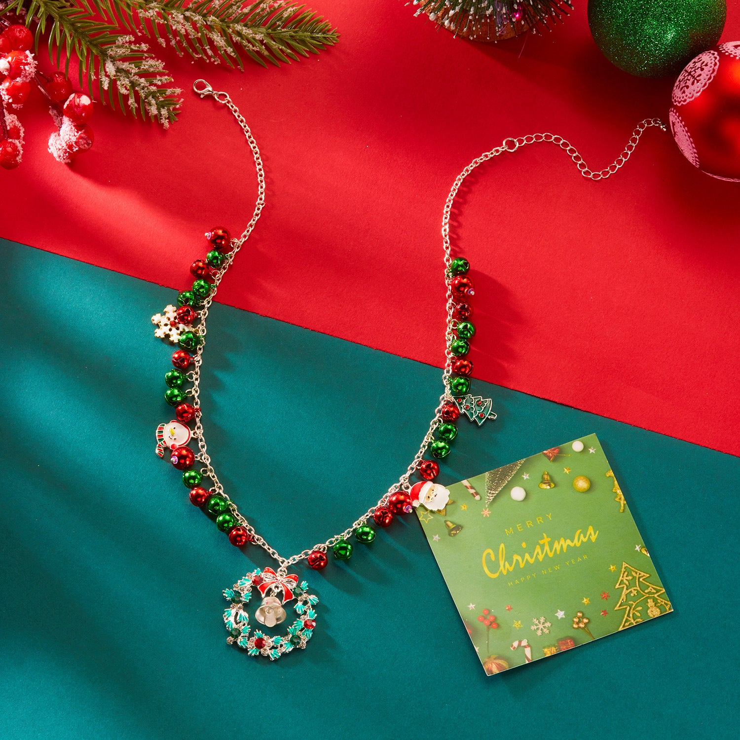 Wholesale Cute Snowman Snowflake Christmas Tree Pendant Necklace for Women