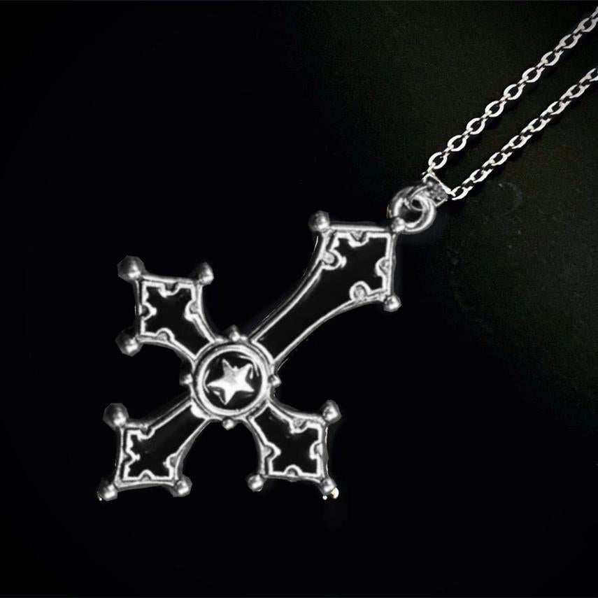 Wholesale Blood Red Gothic Inverted Cross Pendant Necklace