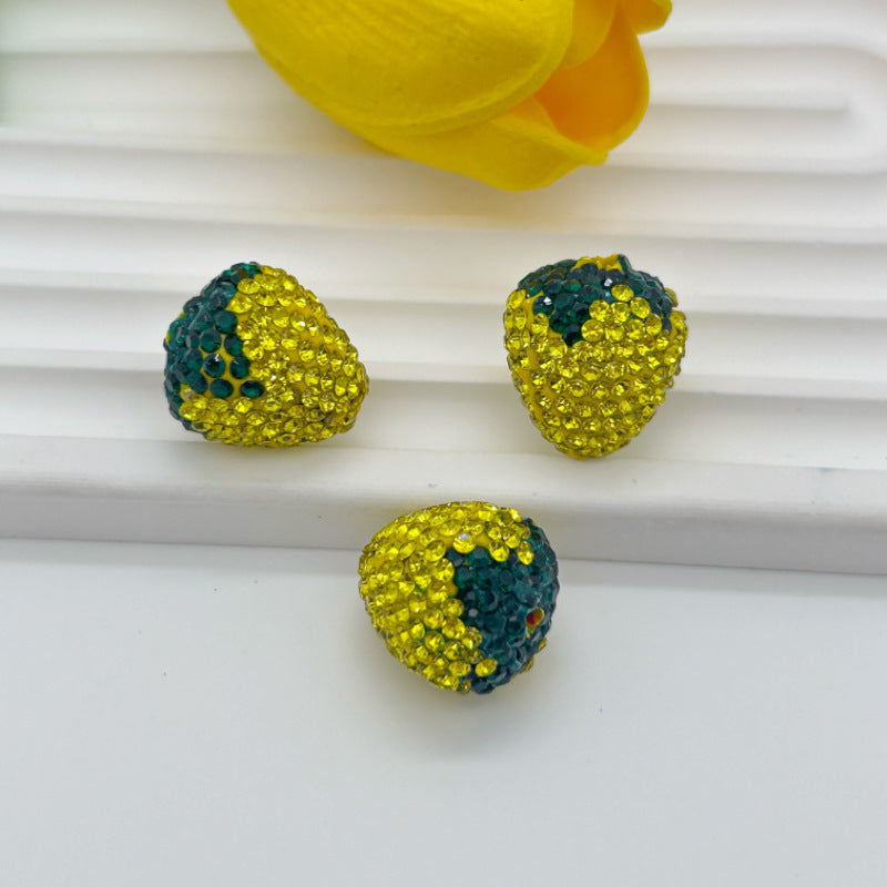 Wholesale 20pcs Strawberry clay filled with diamond beads