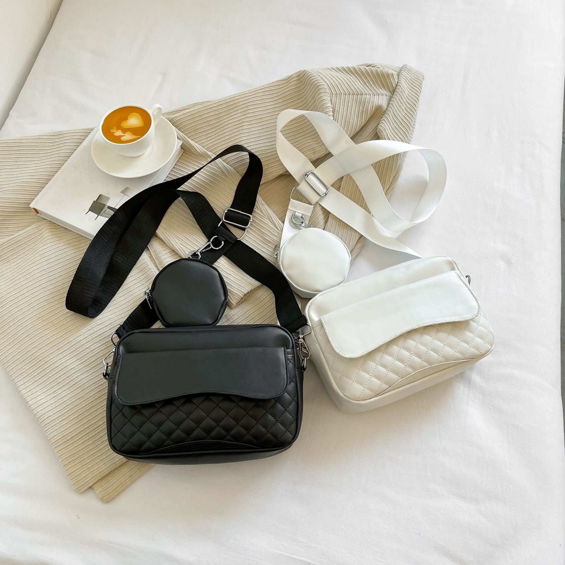 Wholesale Pu Lozenge Embroidery Thread Set Suit Messenger Bag