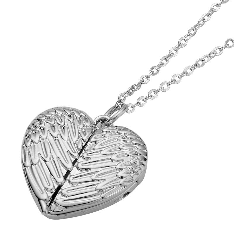 Wholesale Angel Wings Couple Heart shaped Necklace