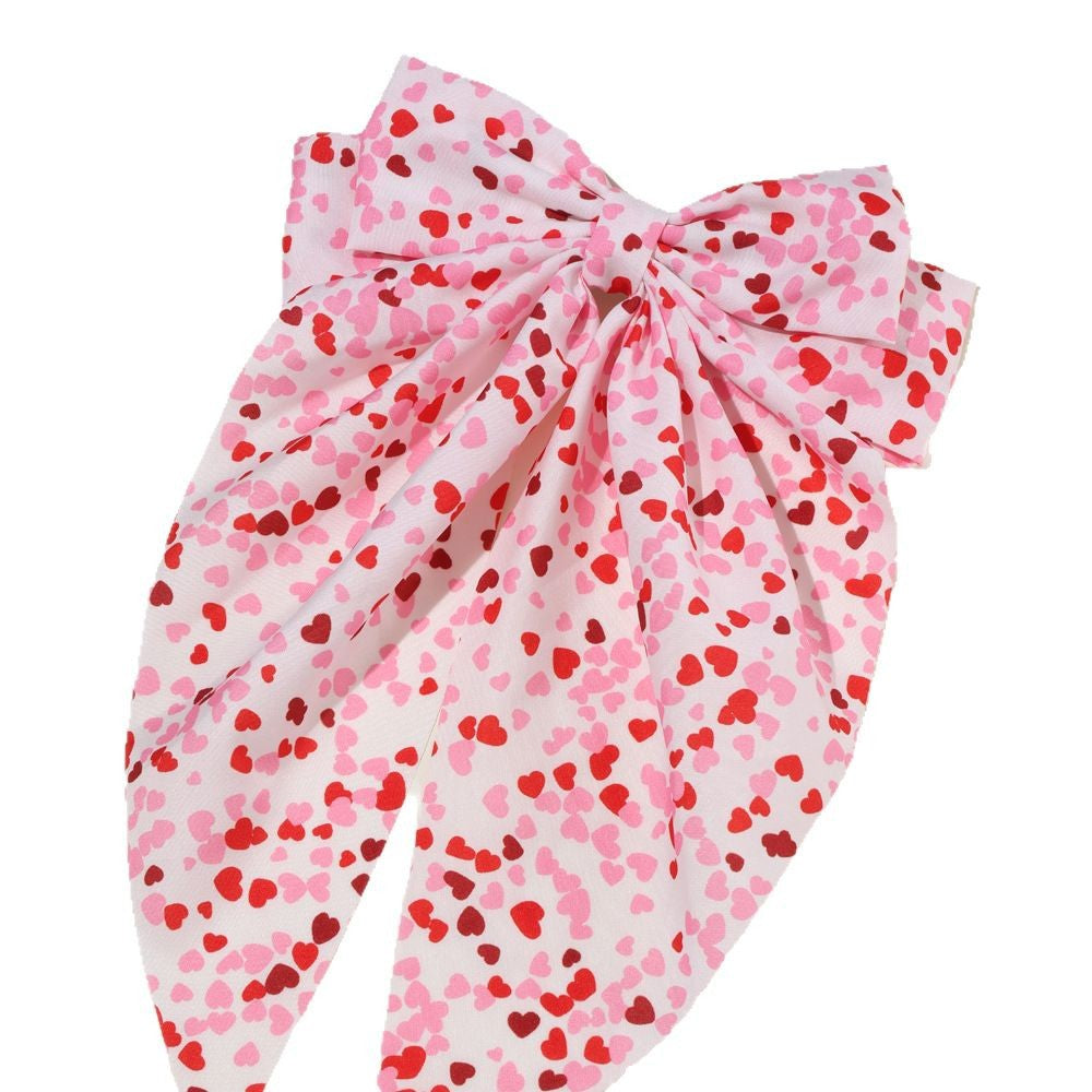 Wholesale valentine's day bow ribbon spring clip heart-shaped red lip printing hair accessories