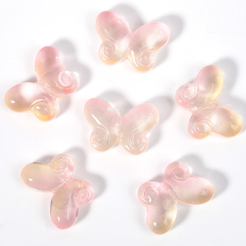 Wholesale 100pcs 10 * 14.5mm Gradient Fat Butterfly Glass Straight Hole DIY Beads