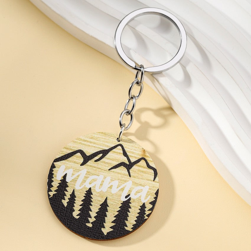 Wholesale Mother's Day MAMA Butterfly Daisy Wooden Keychain