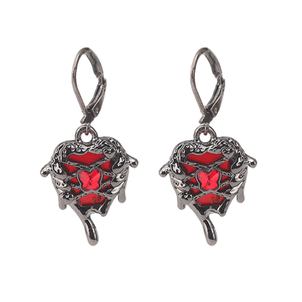 Wholesale Dark Gothic Red Love Cross Butterfly Earrings