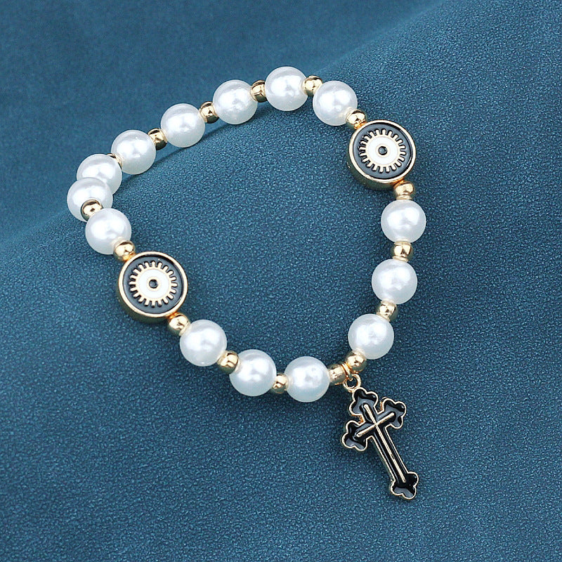Wholesale Evil Eye Imitation Pearl Women's Prayer Bead Bracelet