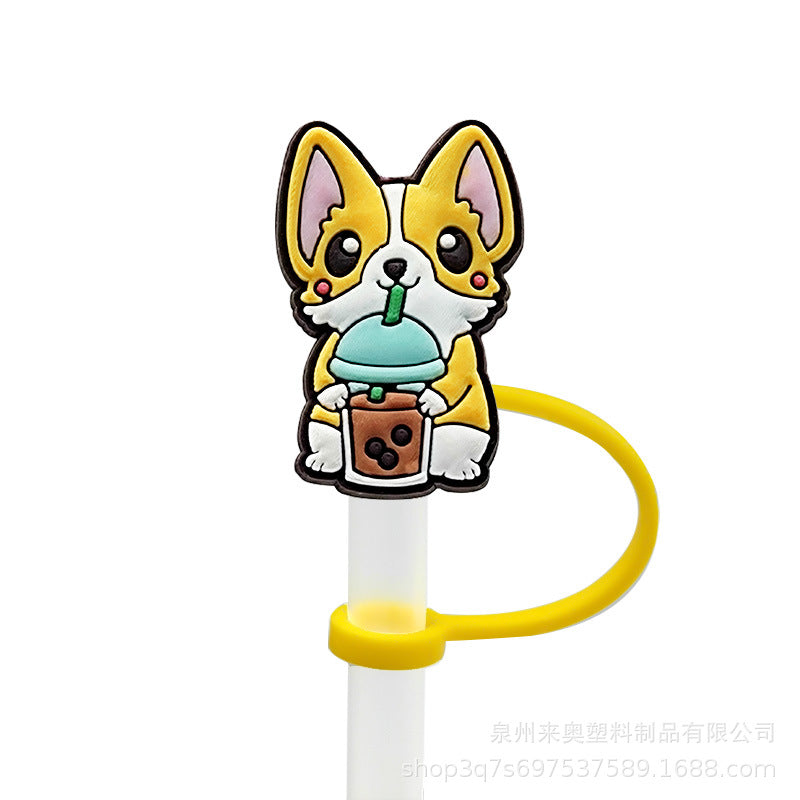 Wholesale 10PCS Cartoon Beverage Silicone Straw Tube Cap