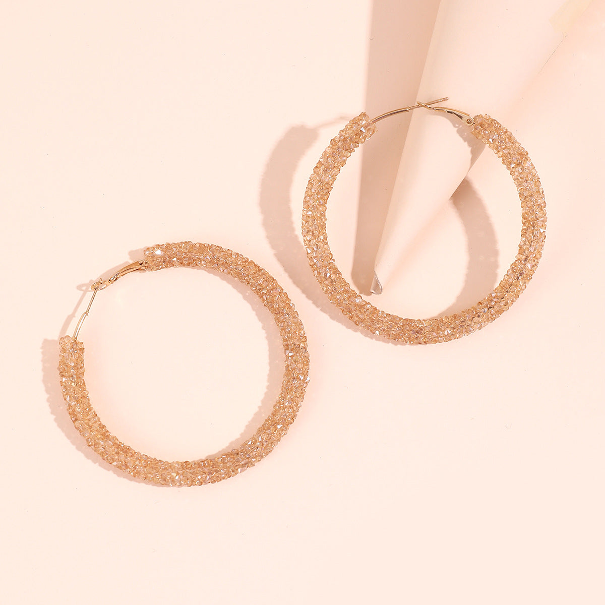 Wholesale Christmas Independence Day Gradient Color Broken Diamond Big Circle Earrings
