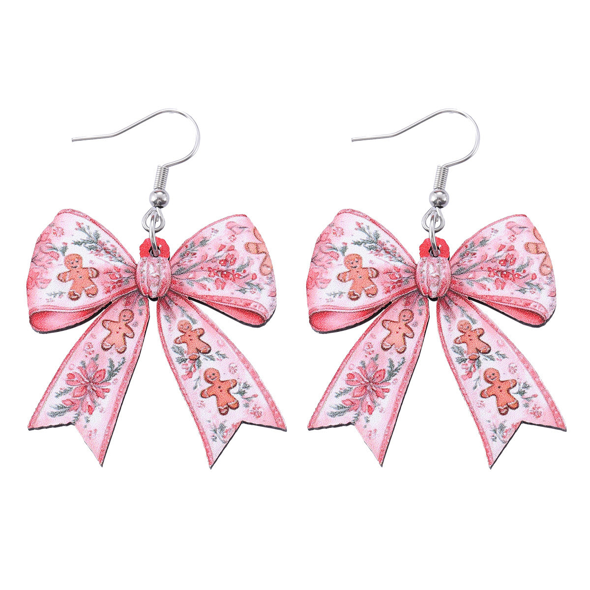 Wholesale Christmas Bow Pendant Wooden Double-Sided Earrings