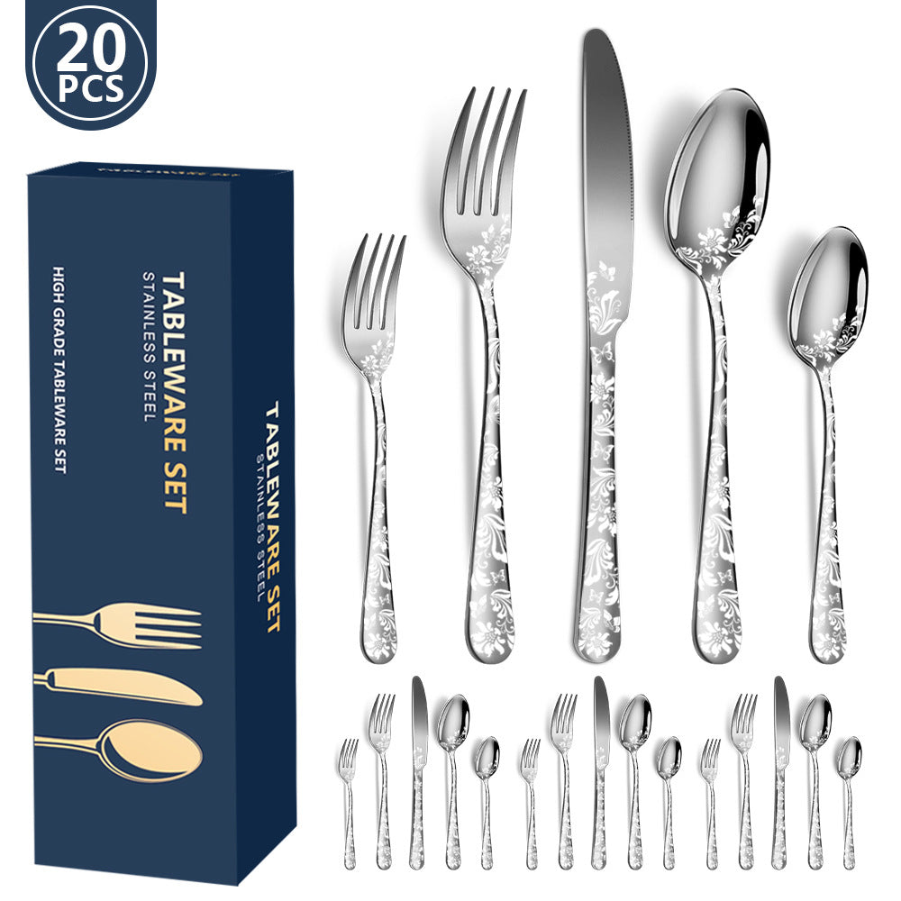 Wholesale Patterned Stainless Steel Tableware Sets