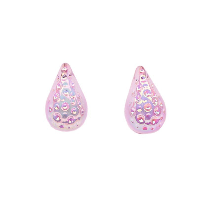 Wholesale Retro High-end Water Drop Acrylic Color Hammered Earrings