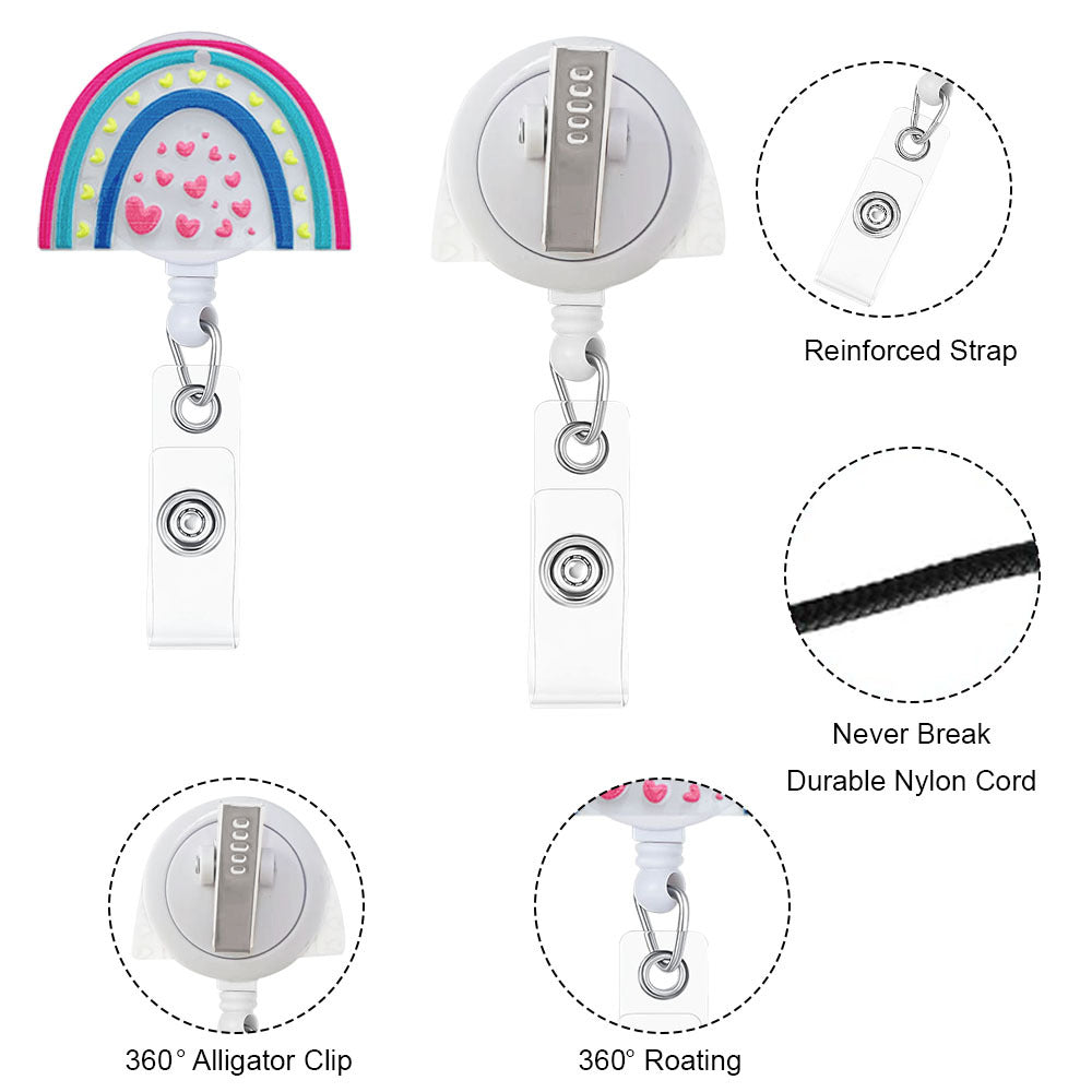 Wholesale Rainbow Acrylic Retractable Badge Reel Keychain