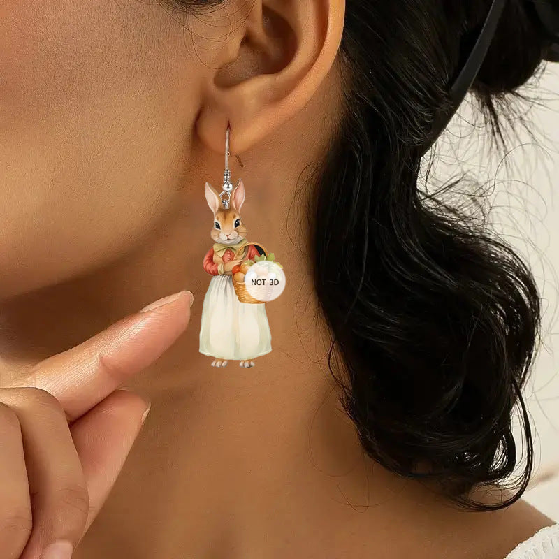 Wholesale Easter cartoon rabbit flat acrylic earrings