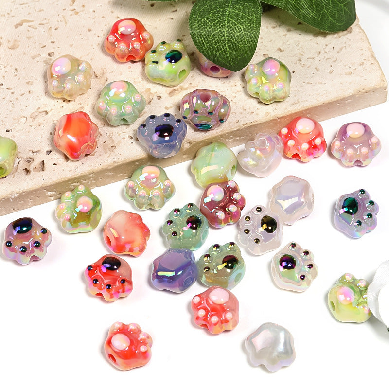 Wholesale 100pcs UV Coated Kitten Claw Acrylic Beads