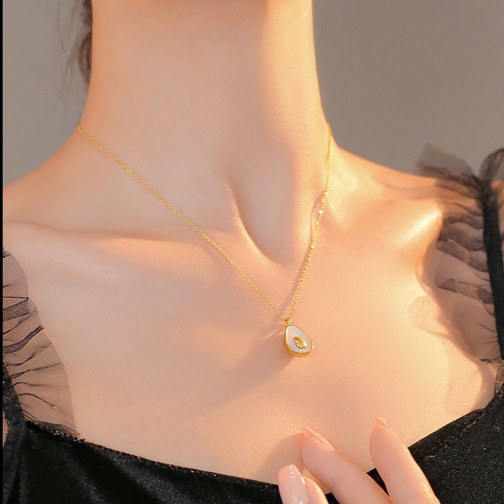Wholesale Drop-shaped Shell Stainless Steel 18k Gold Plated Necklace Clavicle Chain