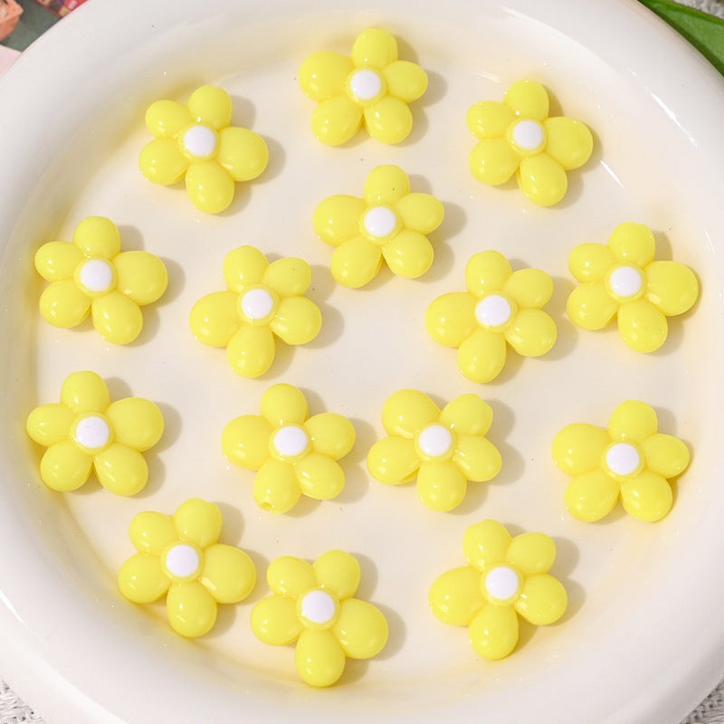 Wholesale 5pcs/pack Colorful Small Flowers with Holes Beads