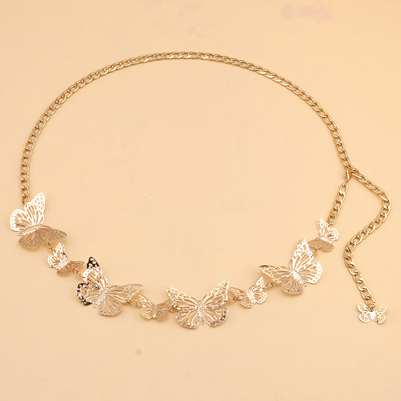 Wholesale Simple Geometric Punk Style Splicing Single Layer Hollow Butterfly Waist Chain