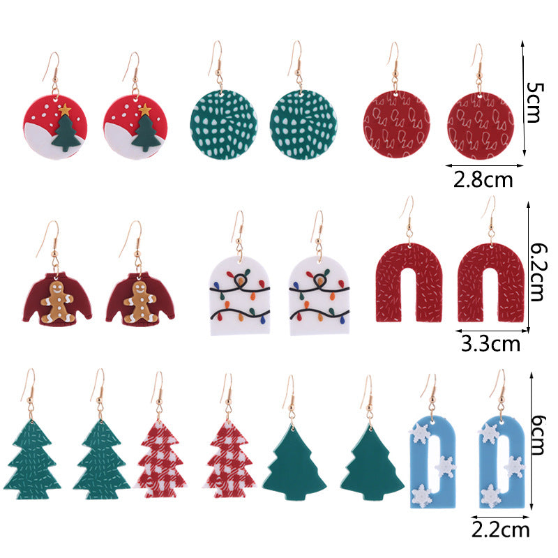 Wholesale Christmas Series Soft Clay Christmas Tree Earrings