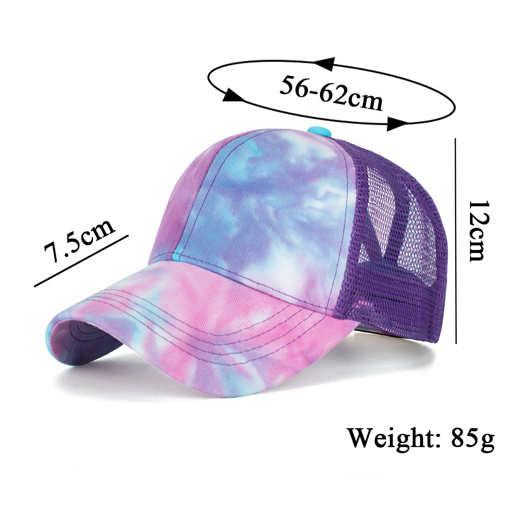 Wholesale Tie-Dye Ponytail Hole Mesh Baseball Cap
