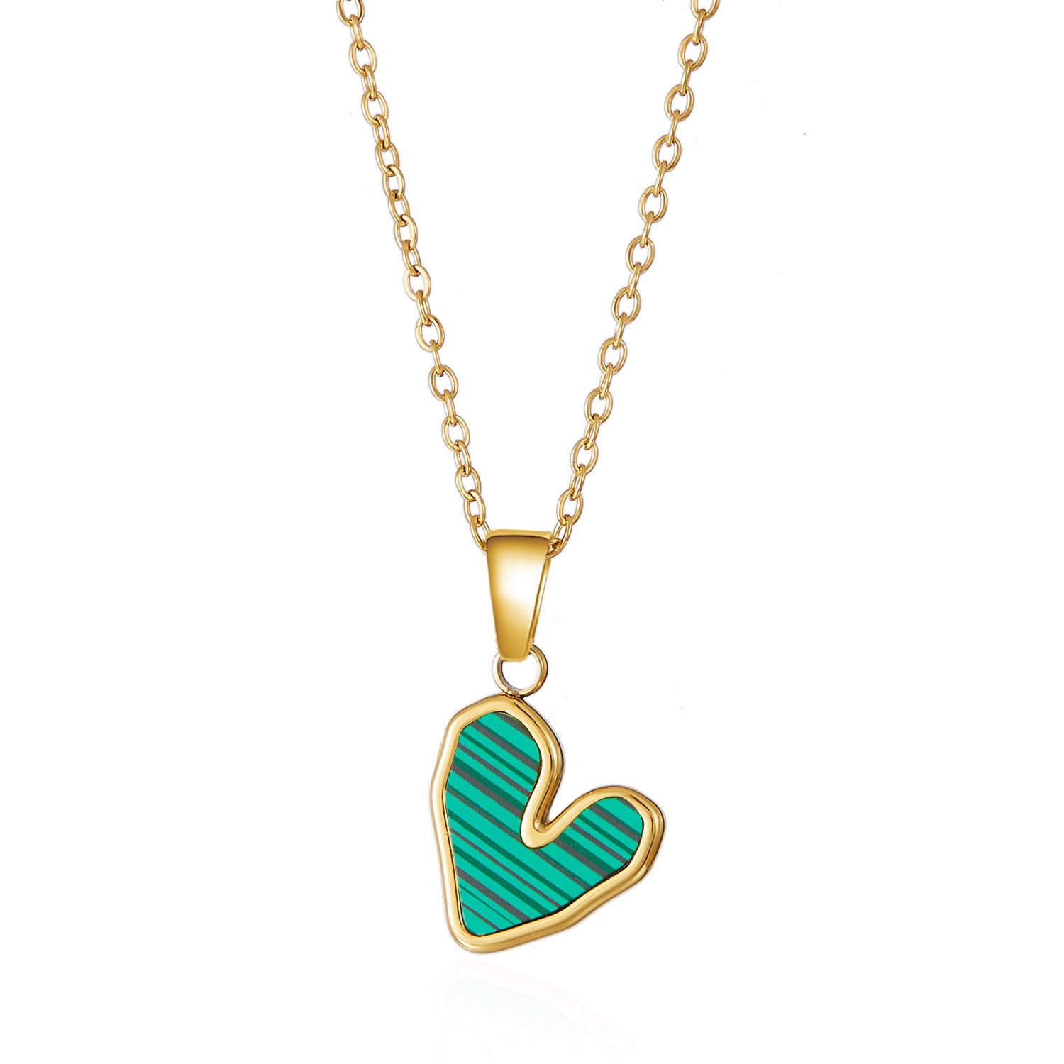Wholesale Colorful heart-shaped stainless steel collarbone chain