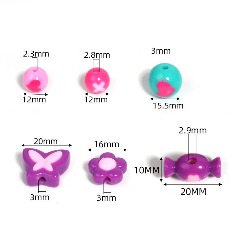 Wholesale 20pcs/pack Creamy Candy Two-color Plum Blossom Butterfly Print Loose Beads