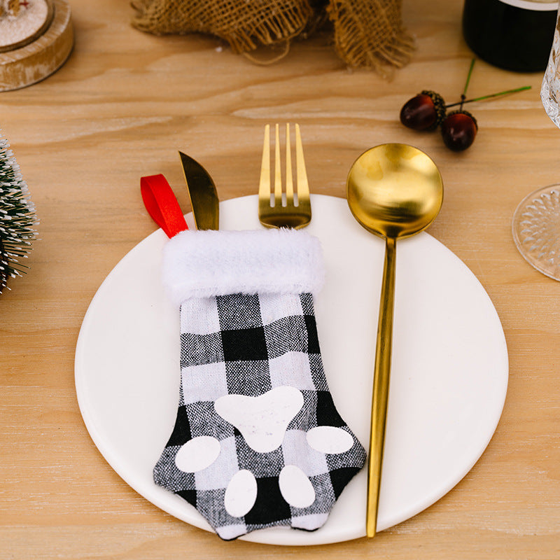 Wholesale Christmas Decoration Supplies Creative Cartoon Cat Claw Fabric Knife and Fork Set