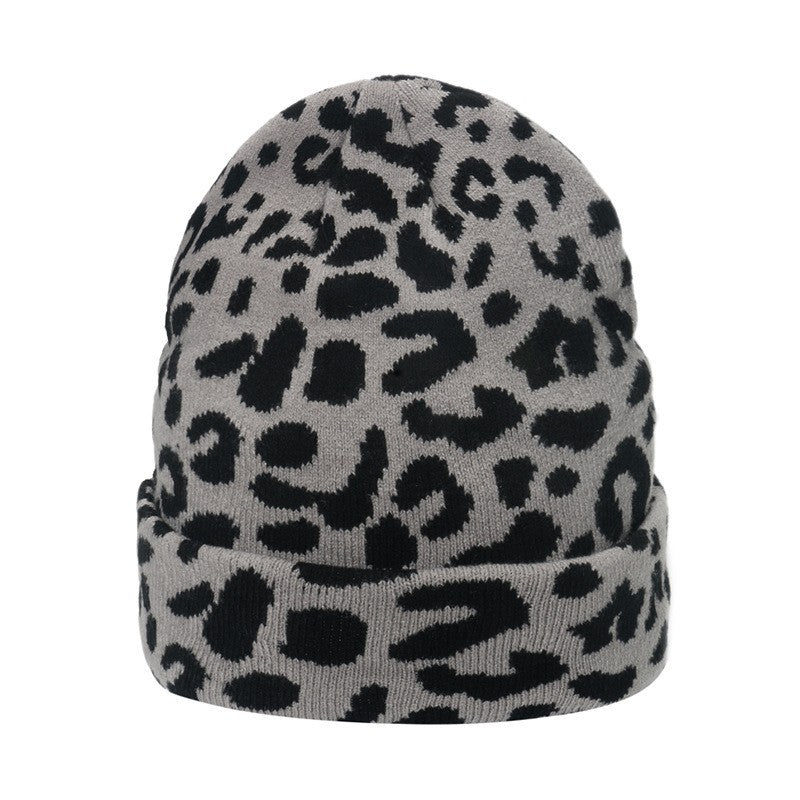 Wholesale Cute Leopard Print Cow Knitted Beanie