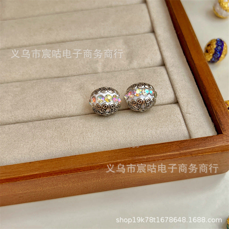 Wholesale 10pcs diamond-encrusted flower ball clay with crystal beads