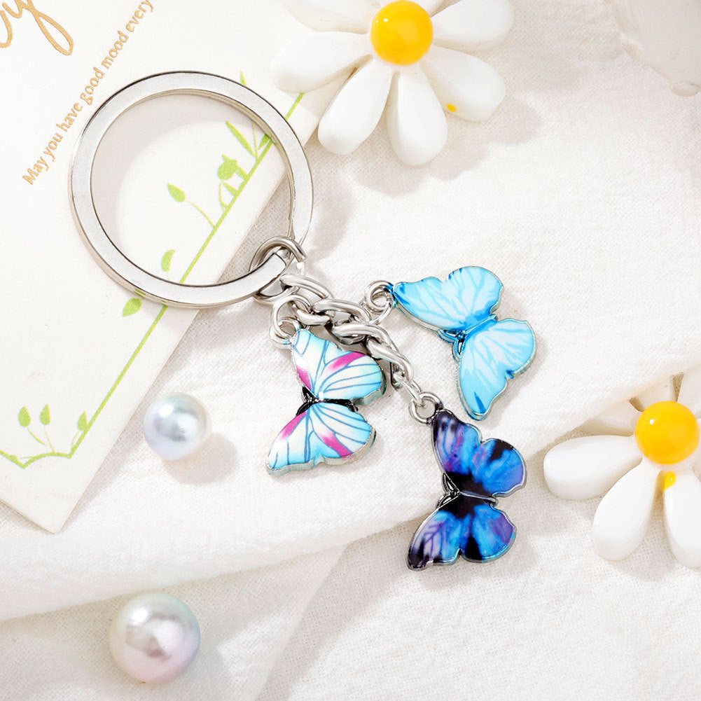 Wholesale Alloy Colored Drip Oil Butterfly Keychain
