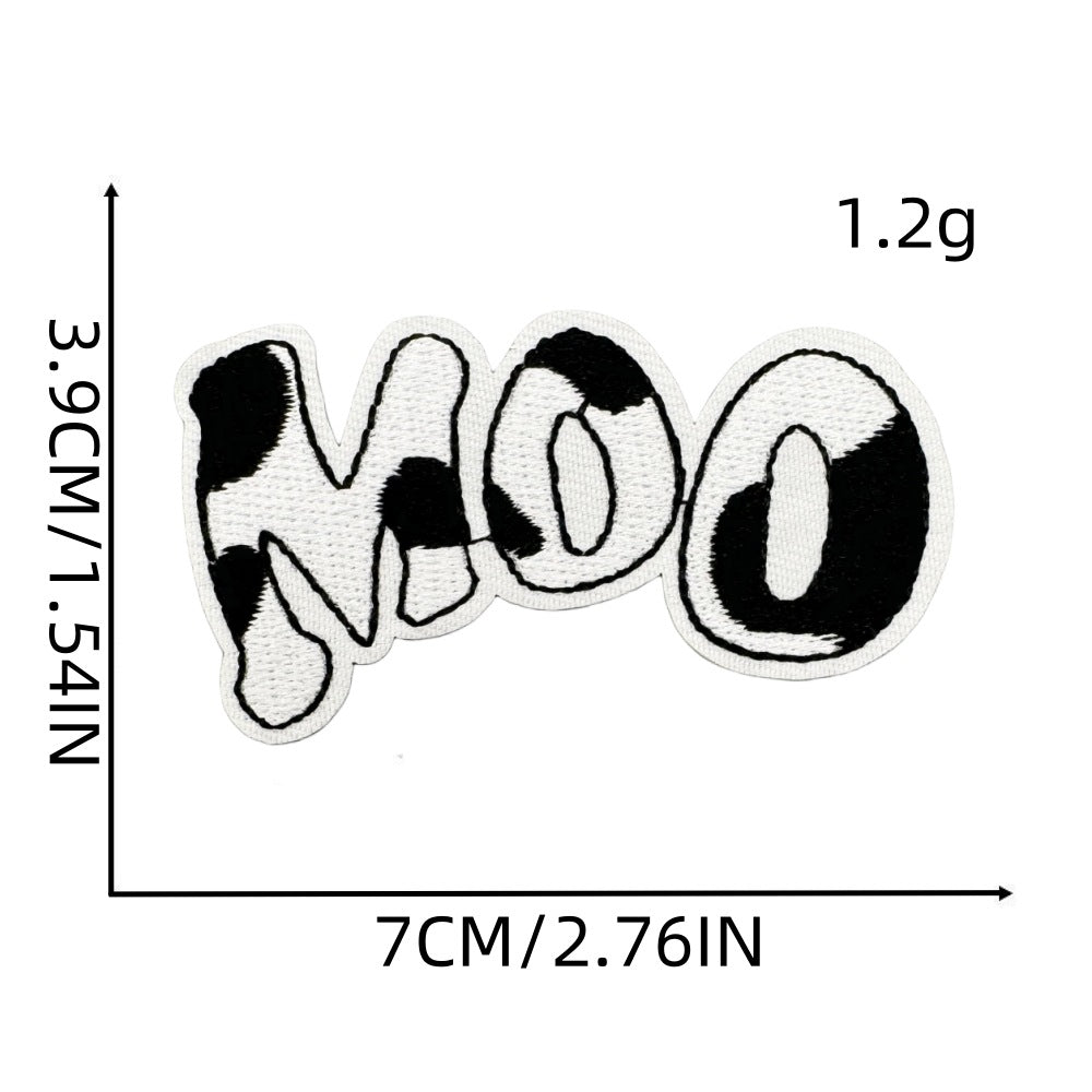 Wholesale Trendy Cow Embroidery Patch Cute Black White Cartoon Design With Lightning Heart For Clothing And DIY Craft Supply