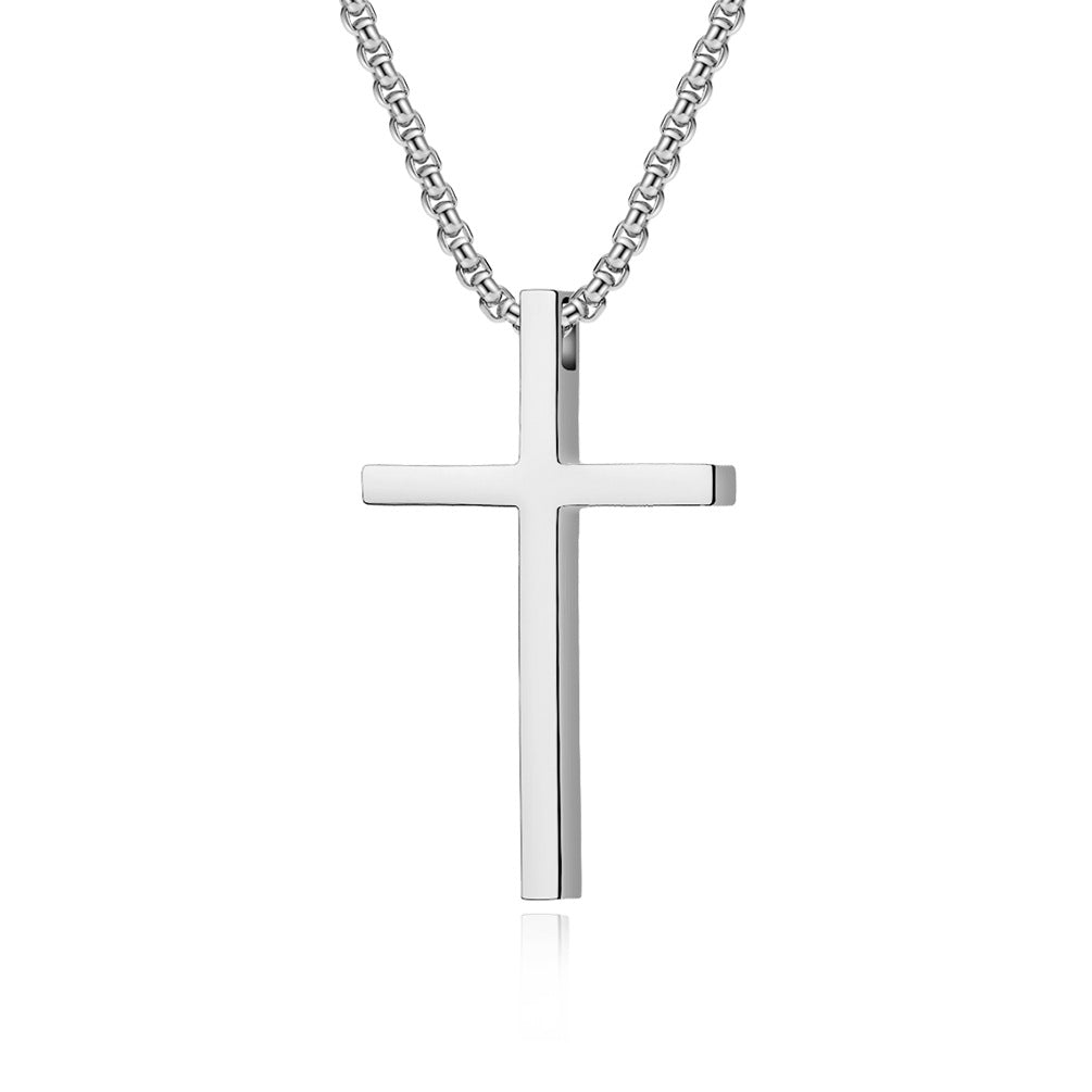 Wholesale Unisex Simple Titanium Steel Cross Pendant Necklace Matte Niche Unique Men's Women's Sweater Chain Pendant