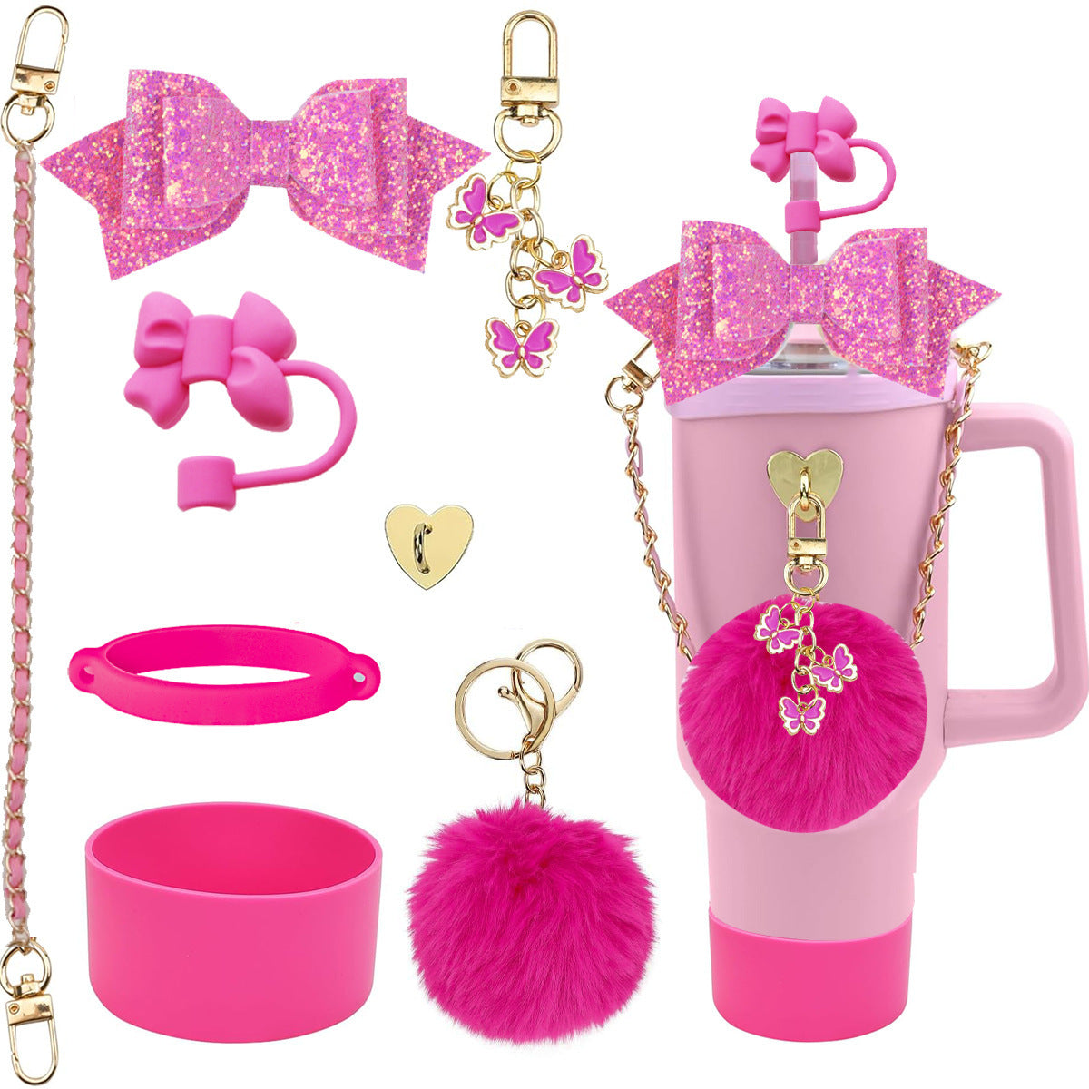 Wholesale Cup cover straw cap keychain plush elf cup accessories