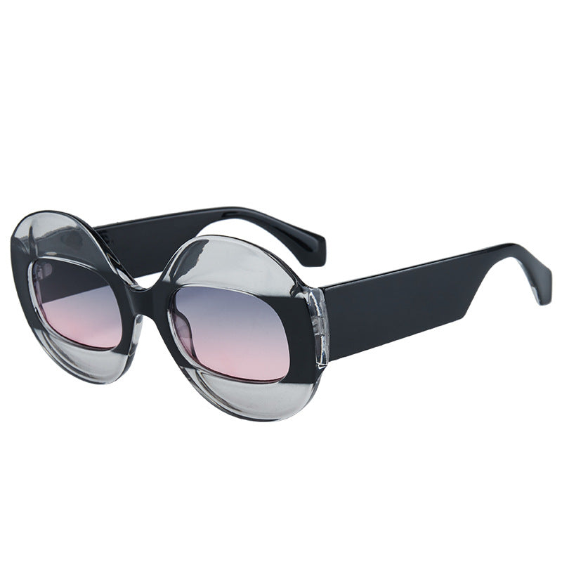 Wholesale Round Frame Color Contrast Hip-hop Unisex Personalized UV Resistant PC Sunglasses