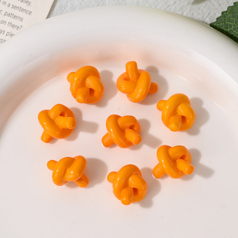 Wholesale 10pcs Acrylic Candy Color Rope Knot Straight Hole  Acrylic Beads