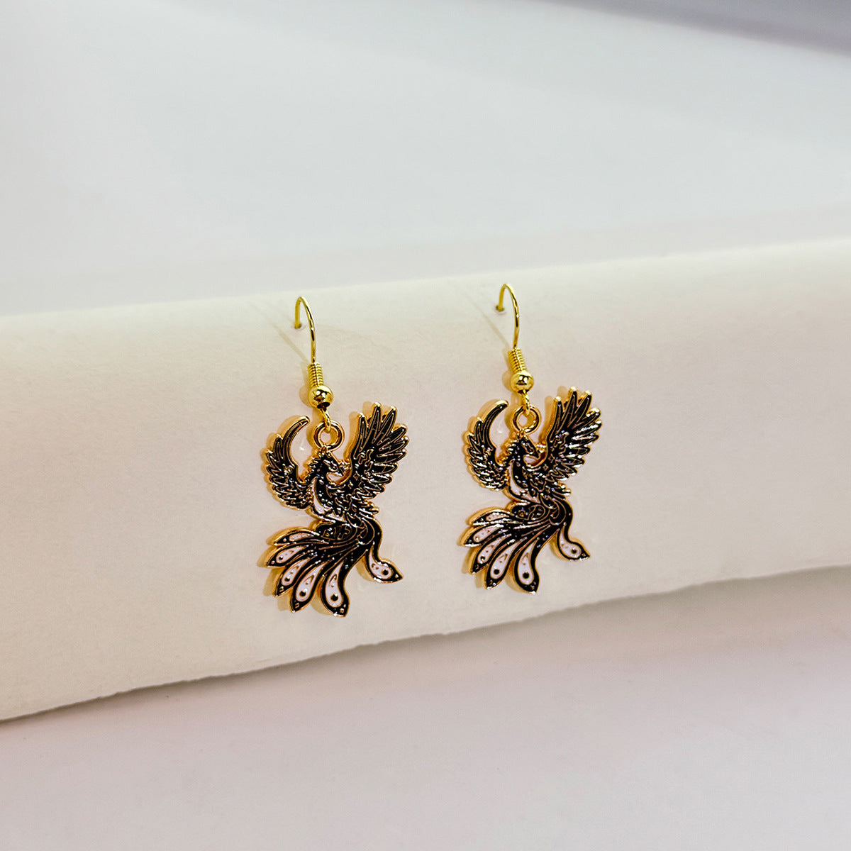 Wholesale Dark Style Cat Halloween Horror Funny Oil Drop Rose Phoenix Earrings