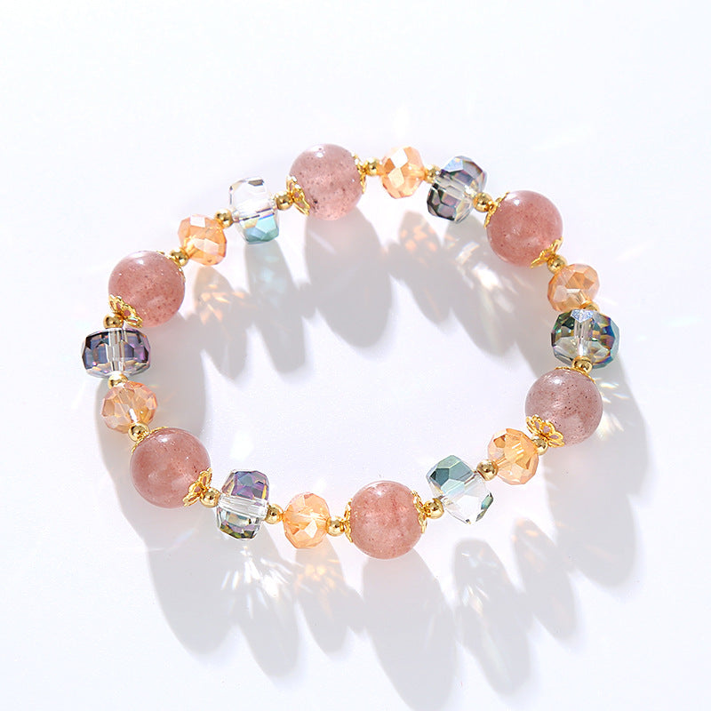 Wholesale Strawberry Crystal Bracelet Pink Quartz Peach Blossom Transfer Bracelet