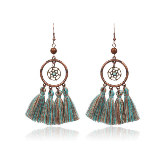 Wholesale Retro Tassel Fashion Exaggerated Long Earrings