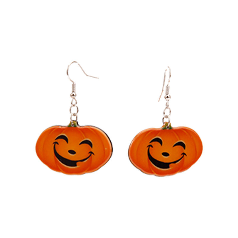 Wholesale Handmade Acrylic  Earrings Skull  Web Bat Design Trendy Jewelry Accessory For Party