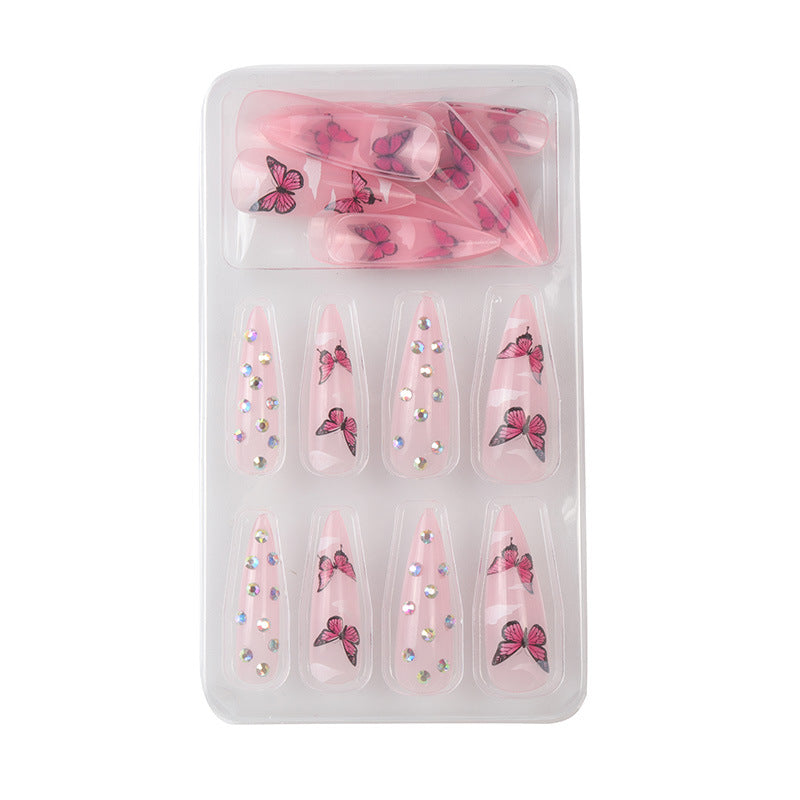 Whoelsale Long Pointed Nail, Broken Diamond, Butterfly, Plastic Wearing Nail Art