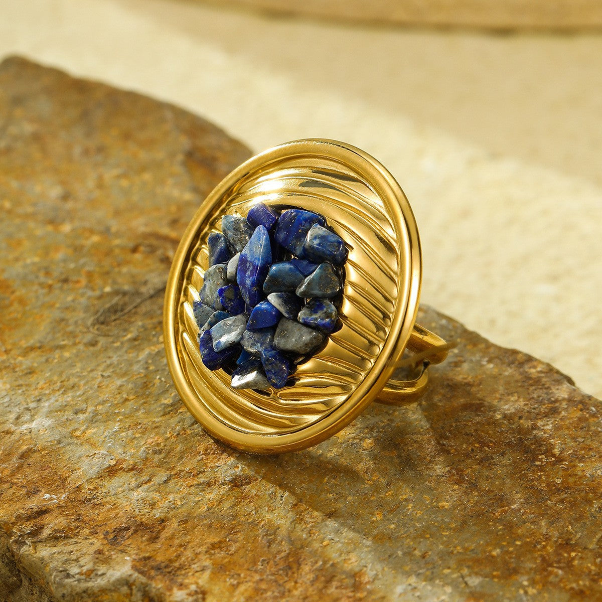 Wholesale Stainless Steel Ring With Natural Stone Setting