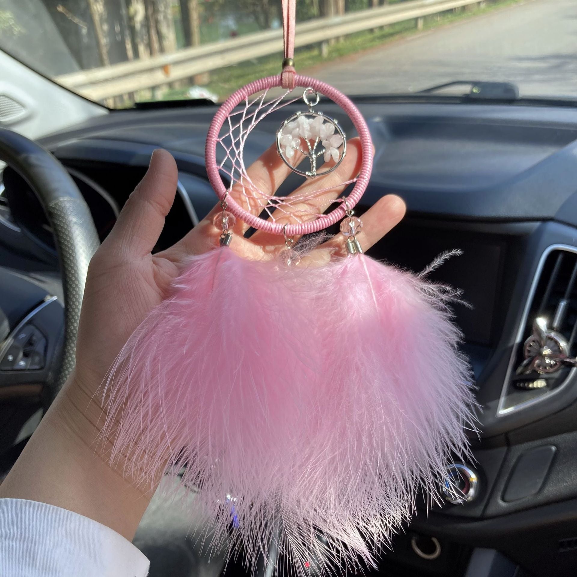 Wholesale Dreamcatcher Feather Glass Beads Car Accessories