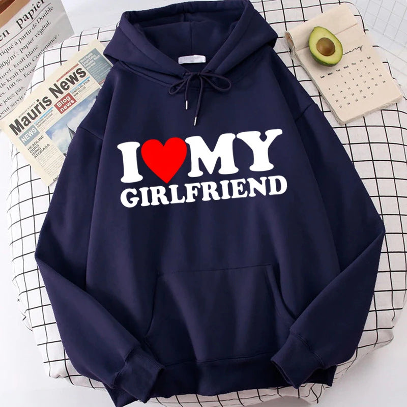 Wholesale Valentine's Day I Love My Boyfriend Girlfriend Print Hoodie