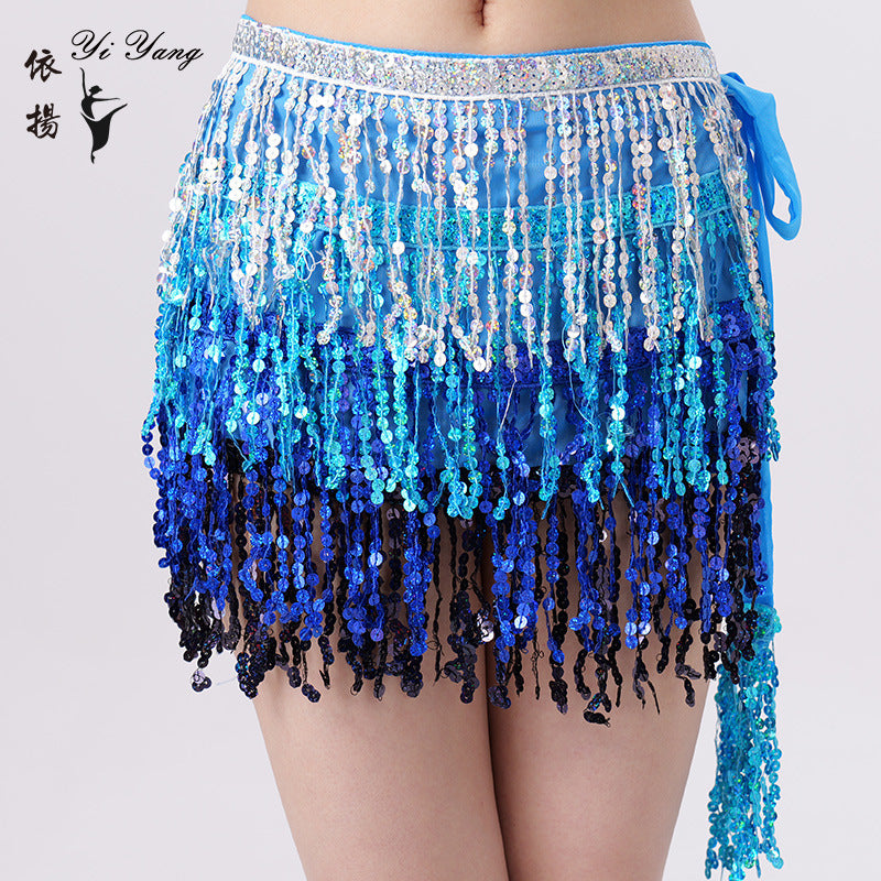 Wholesale Sequined tassel hip scarf with sequined waist chain