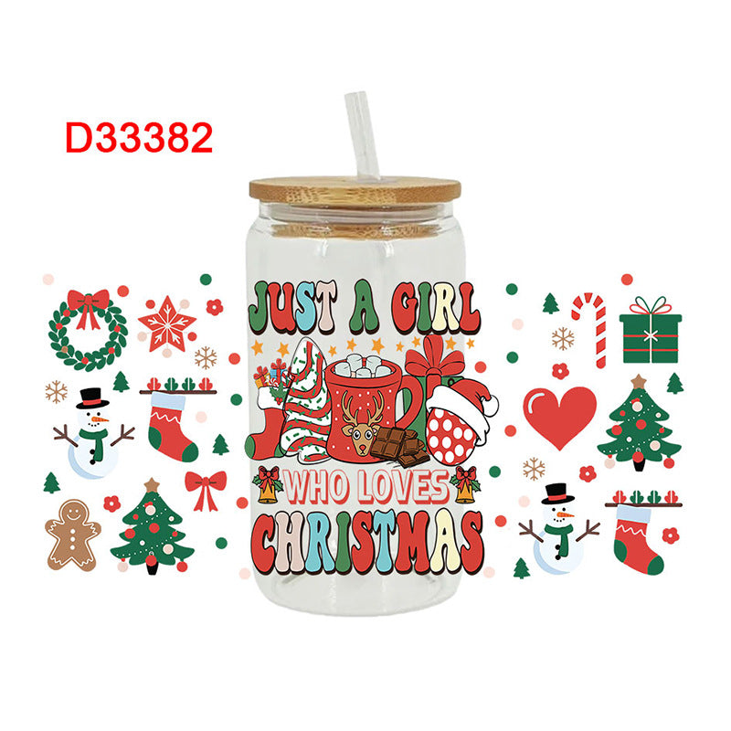 Wholesale Christmas trees of various colors 16oz Cup UV DTF Wraps
