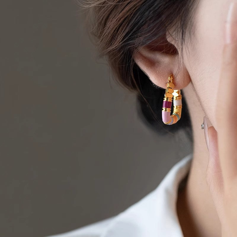 Wholesale Colored enamel earrings dopamine earrings