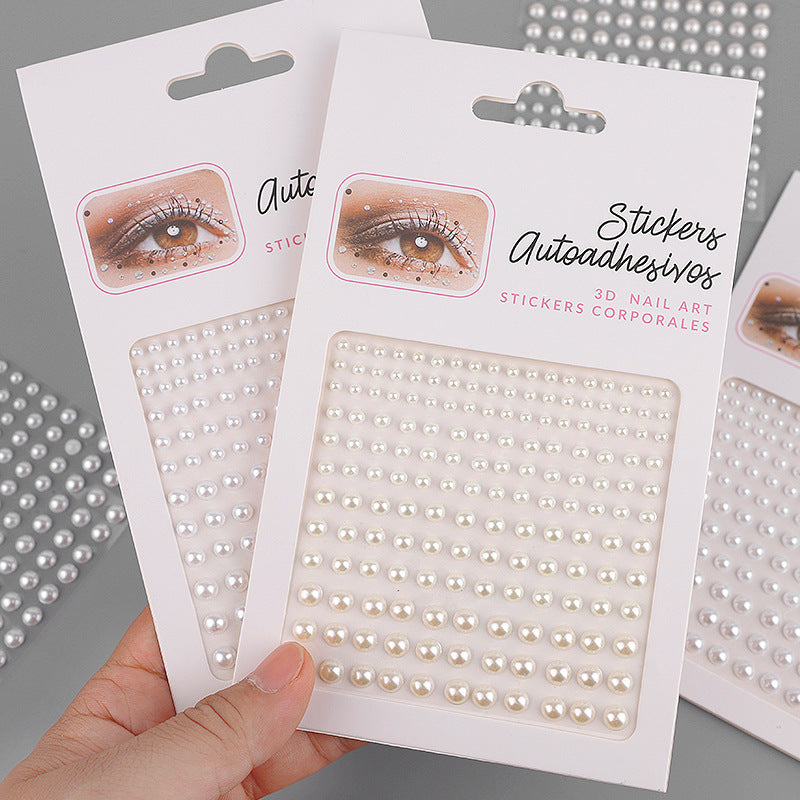 Wholesale 3456mm Milk White Pure White Pearl DIY Acrylic Crystal Diamond Beauty Eye Makeup Stickers