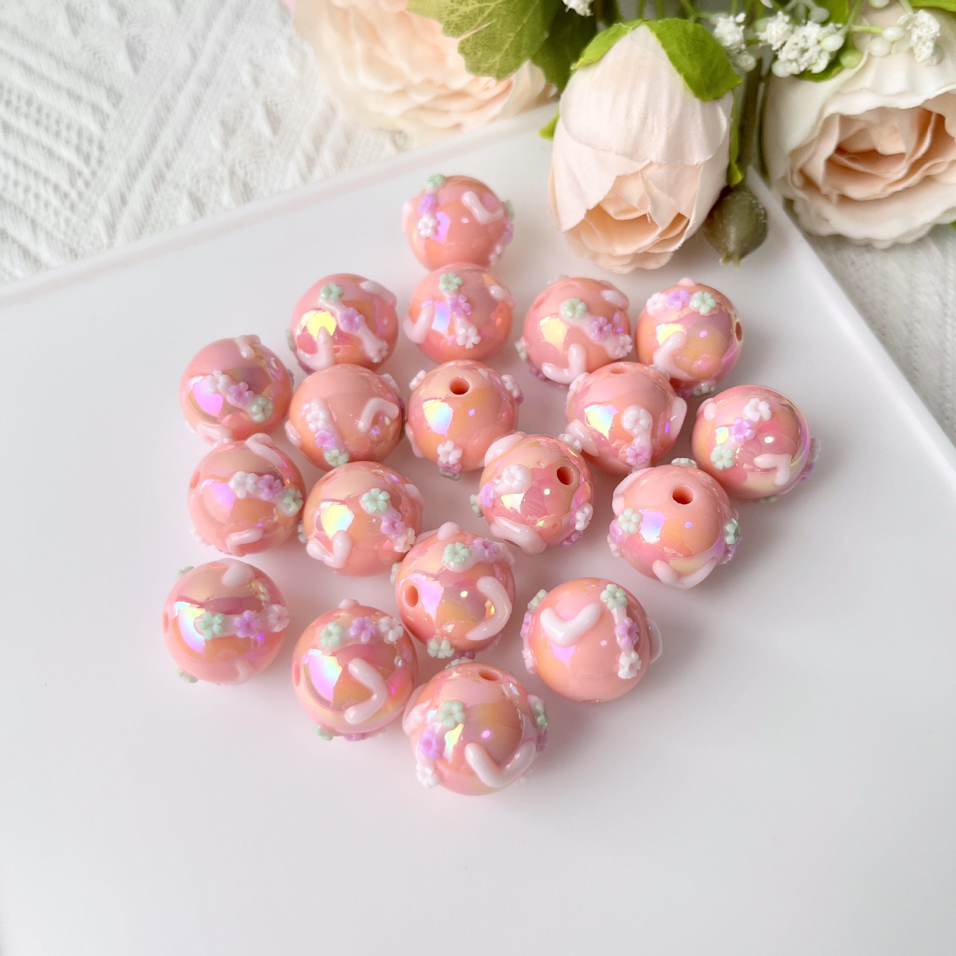 Wholesale 5PCS Straight Hole Glass Loose Beads