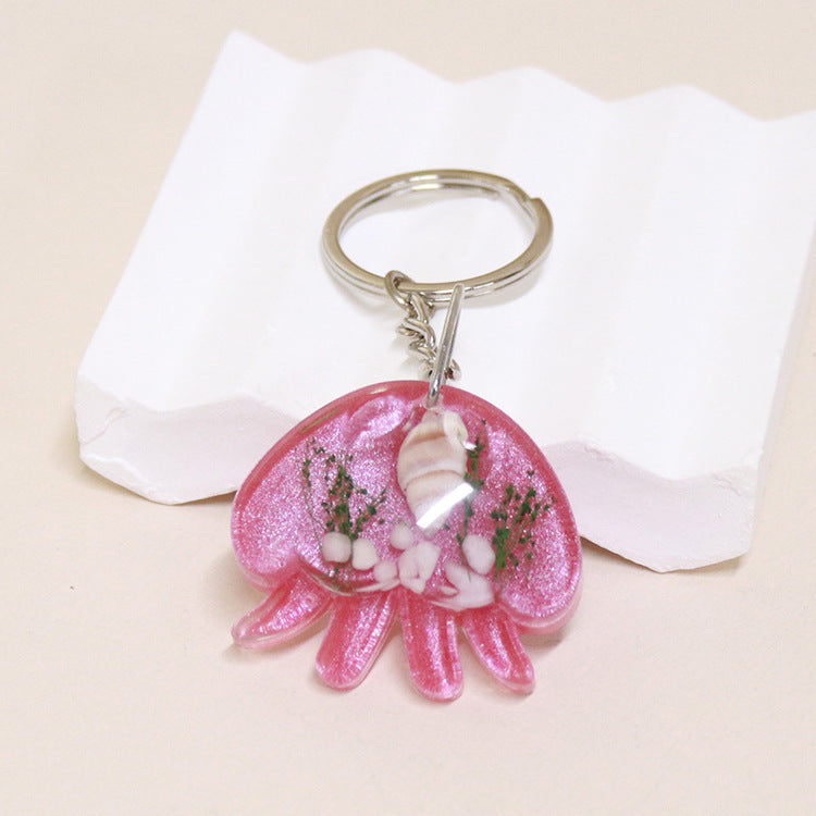 Wholesale 6pcs Jellyfish Shape Resin Glue Real Starfish Shell Ocean Keychain