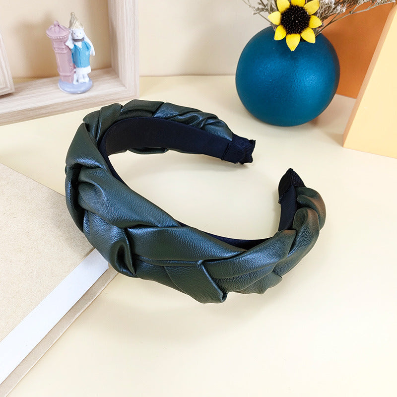 Wholesale PU leather braided braid headband hair pressing non-slip fashionable all-match headband