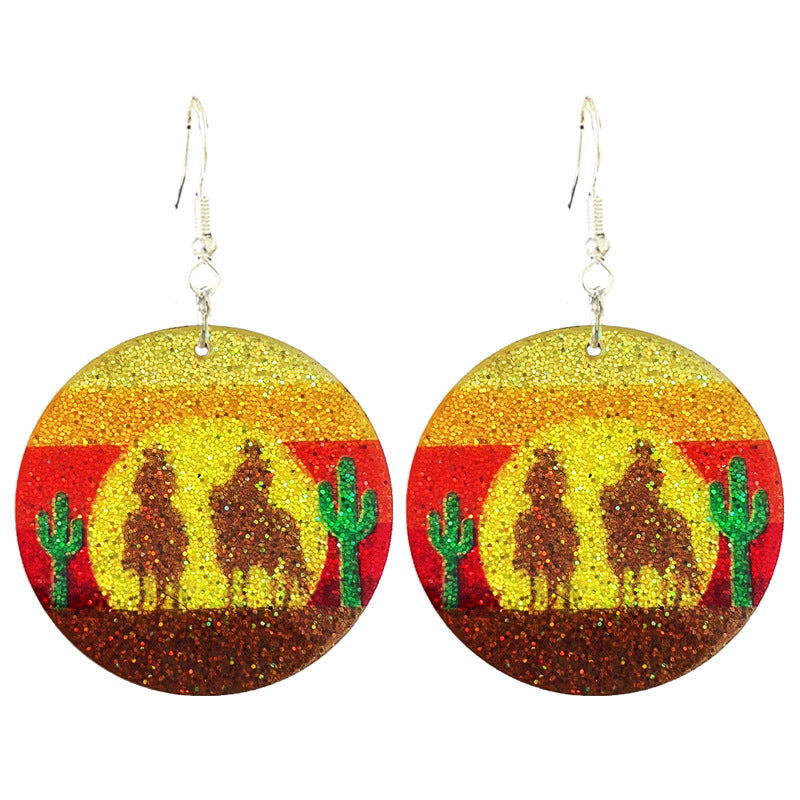 Wholesale Western cowboy style acrylic earrings